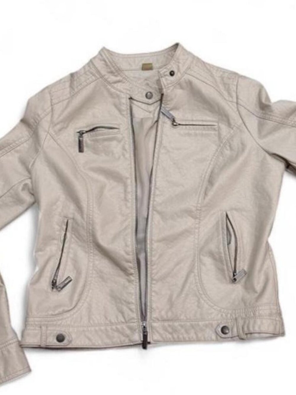 JouJou Cream Faux Leather Moto Jacket M